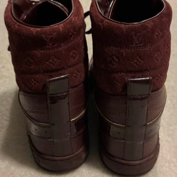 Louis Vuitton burgundy cliffhanger wedge sneakers 6 cm internal wedge - Picture 16 of 16